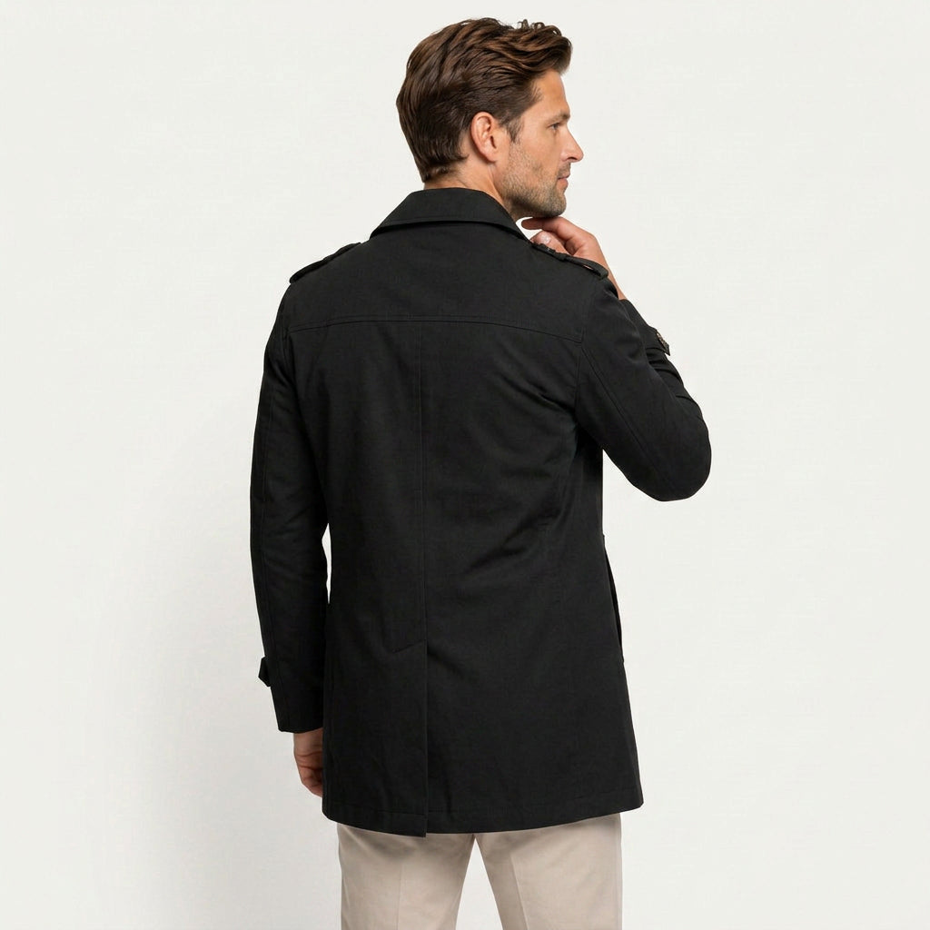 Trench Homme Mi-Long à Boutonnage Simple