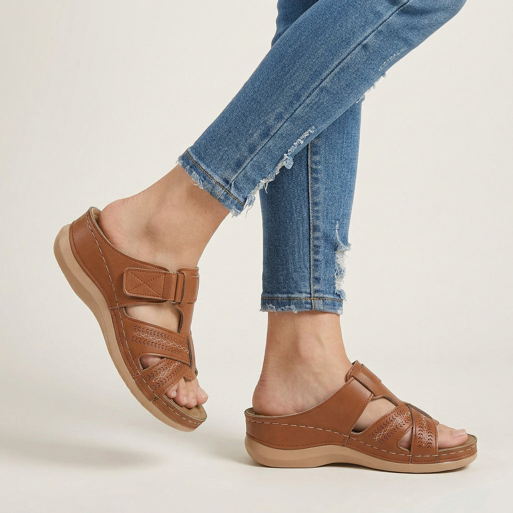Sandales Compensées Femme Brides Ajourées Design Ouvert