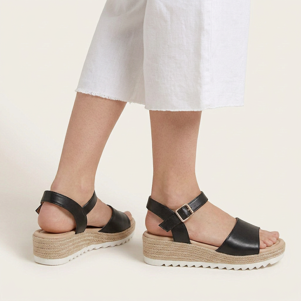 Sandales Compensées Femme Espadrille Bride Boucle