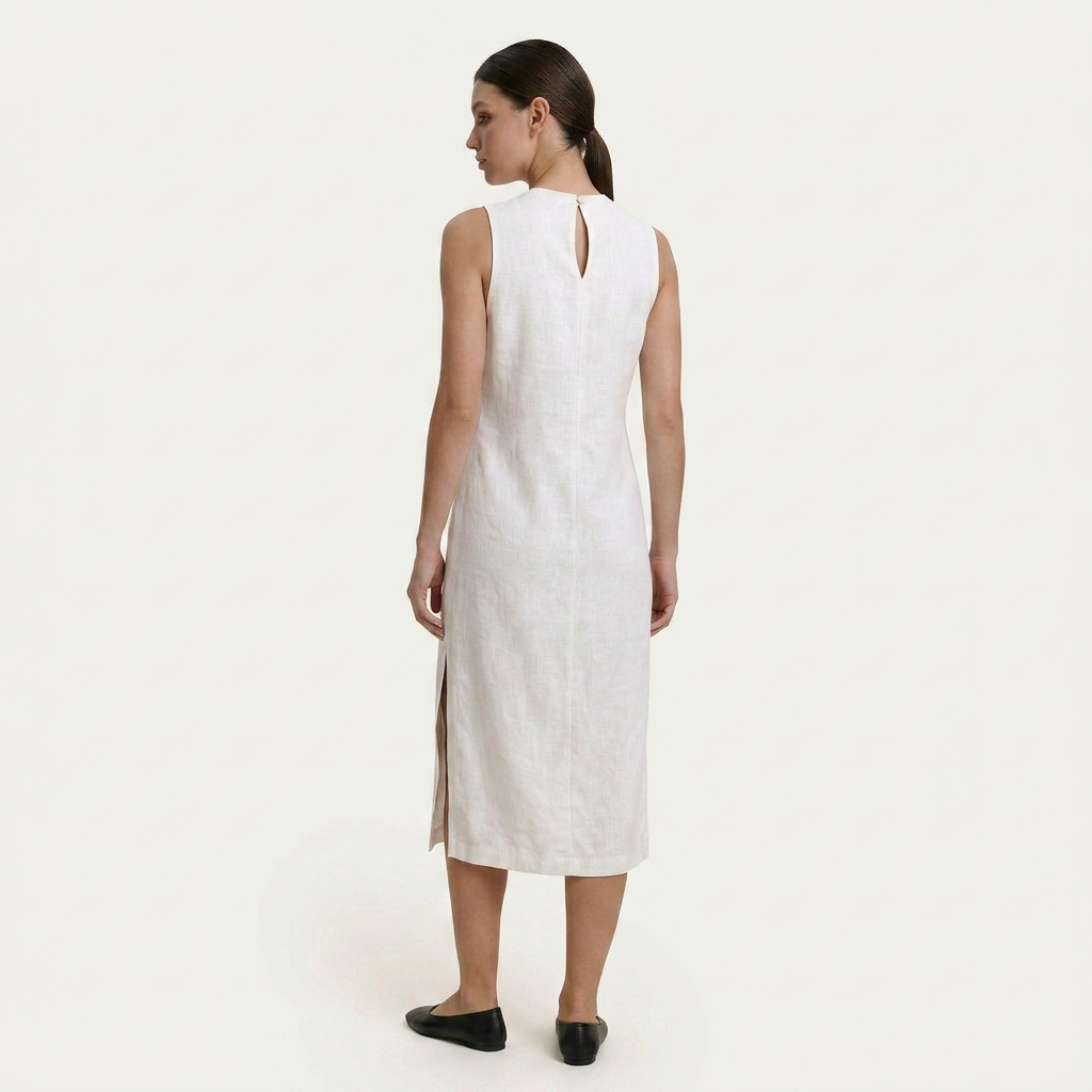 Robe Midi Sans Manches Femme Fente Latérale