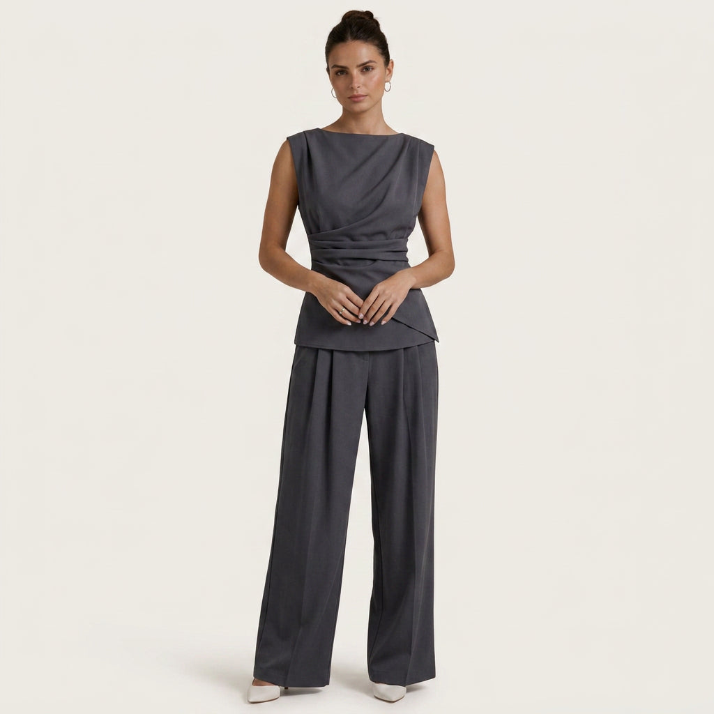 Ensemble Femme Haut Drapé Pantalon Large
