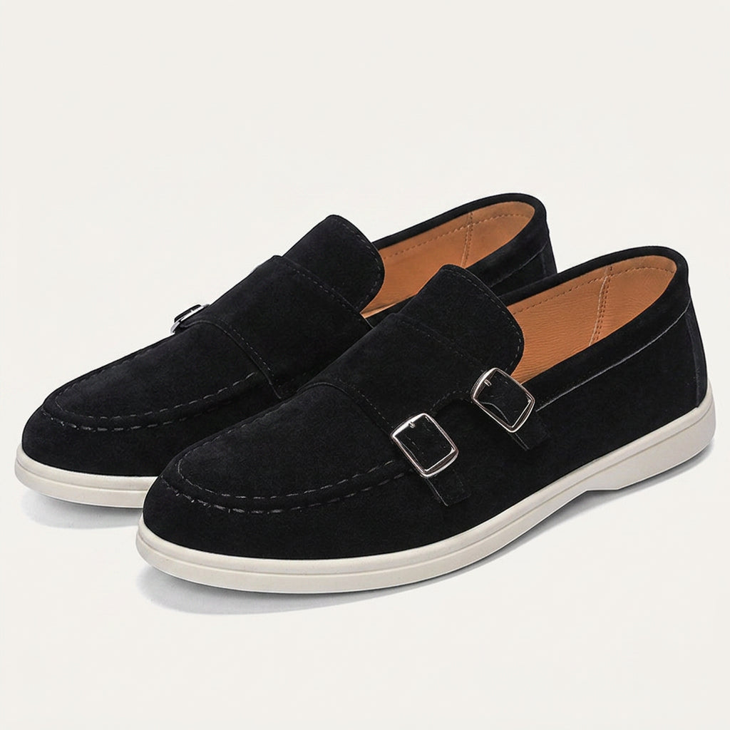 Mocassins Homme Double Boucle Texture Élégante Profil Bas