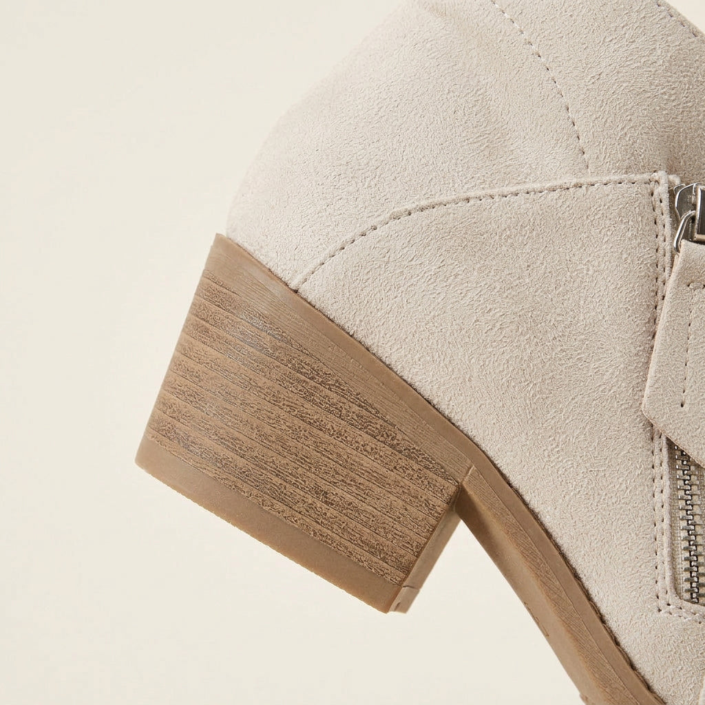 Bottines Femme à Talon Bas et Fermeture Zippée