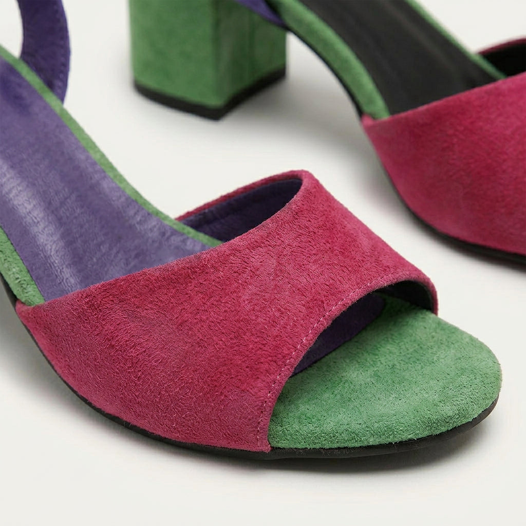 Sandales Femme Color Block Talon Bout Ouvert