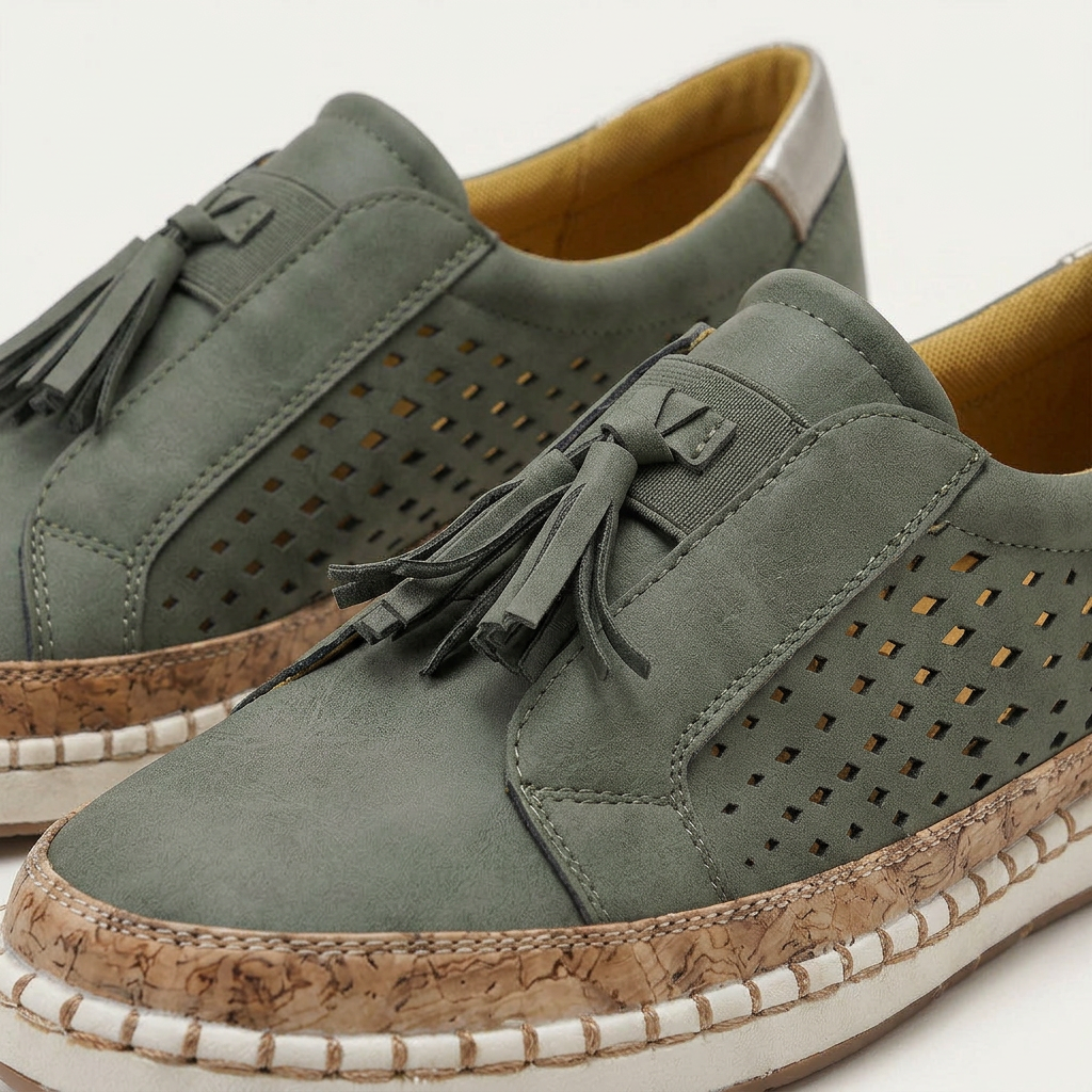 Mocassins Femme Pampilles Perforés À Enfiler