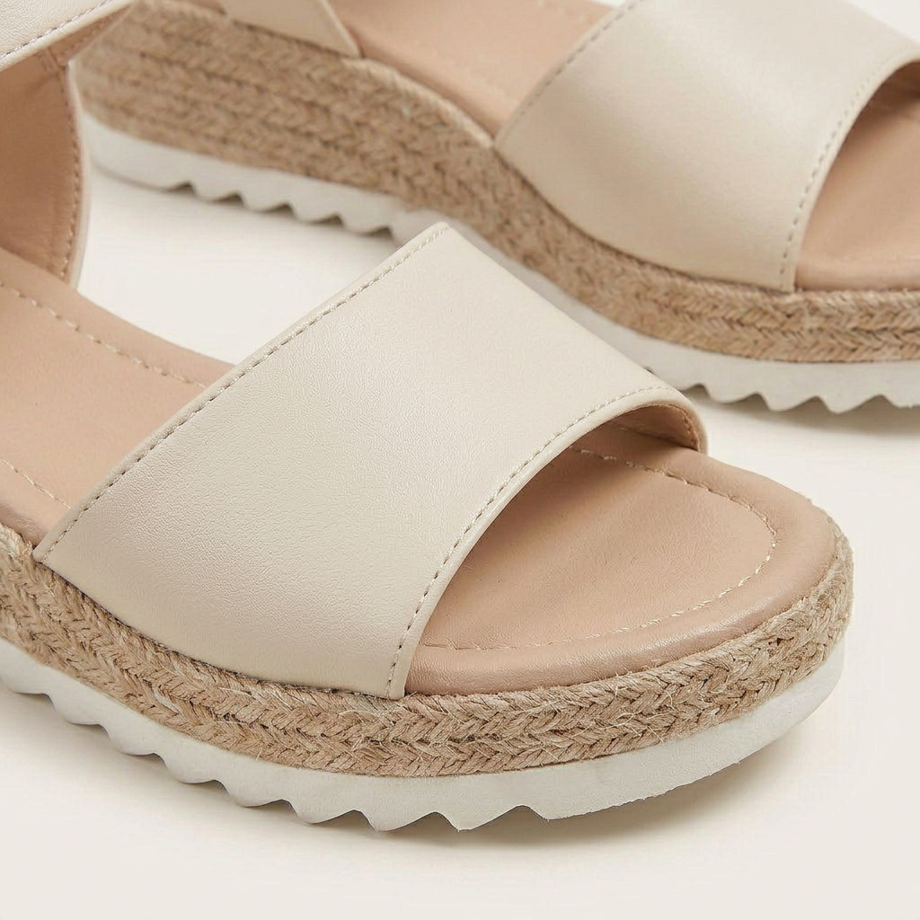 Sandales Compensées Femme Espadrille Bride Boucle