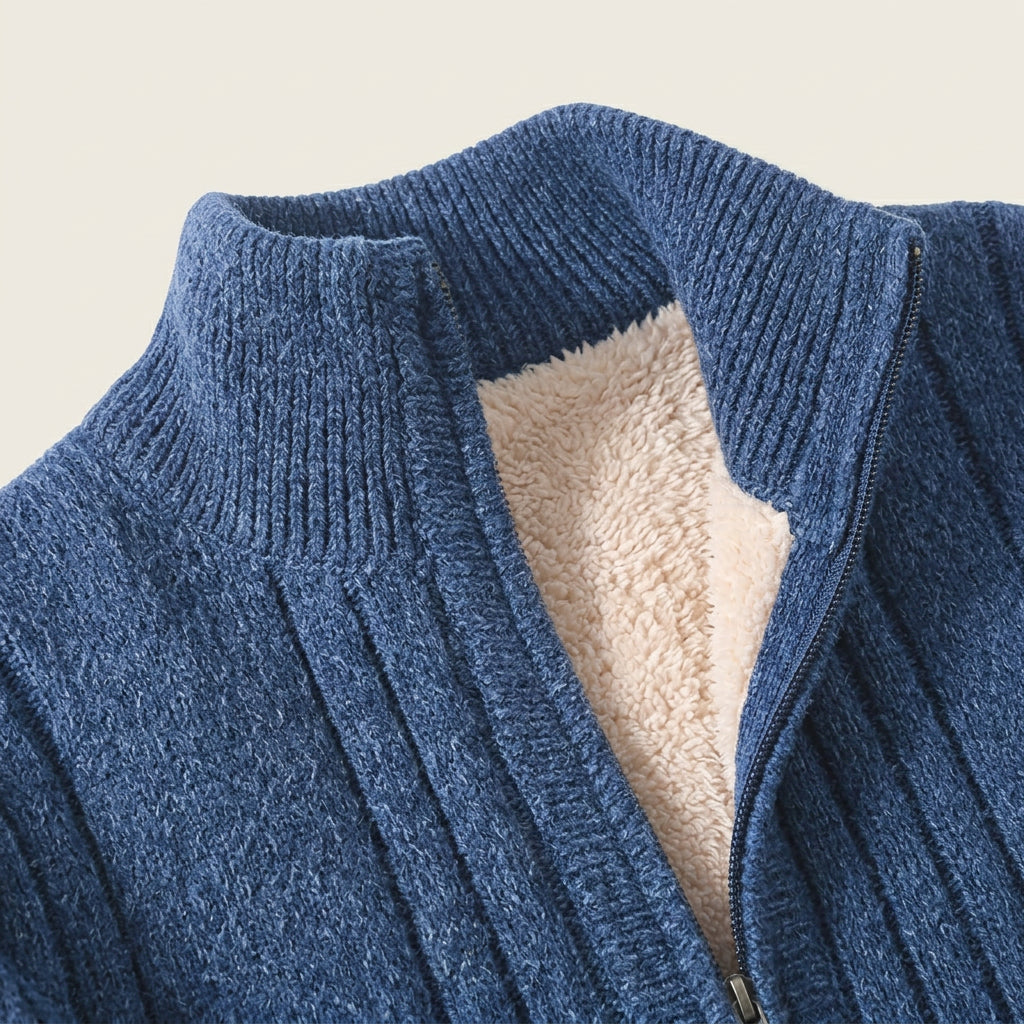 Gilet Homme Zippé en Maille Torsadée Col Montant