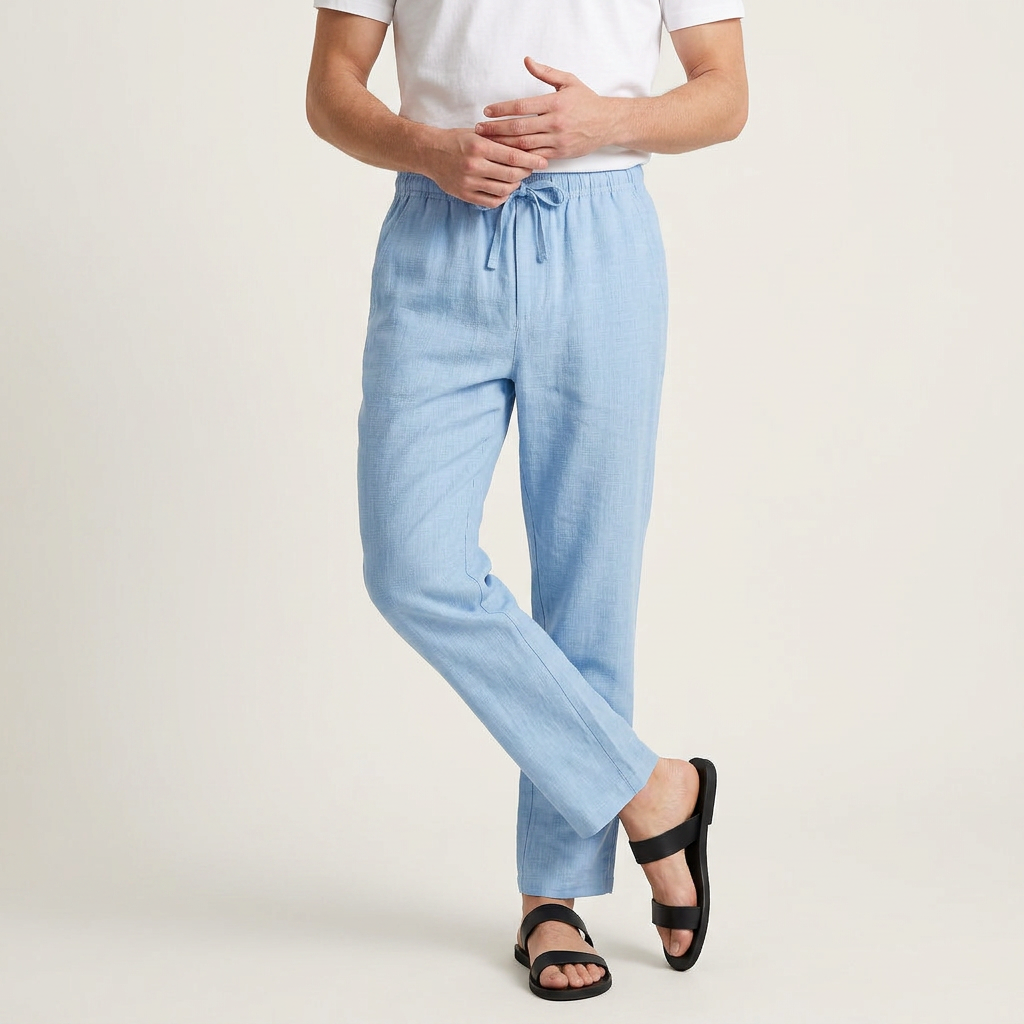 Pantalon Homme Droit Taille Élastique Cordon