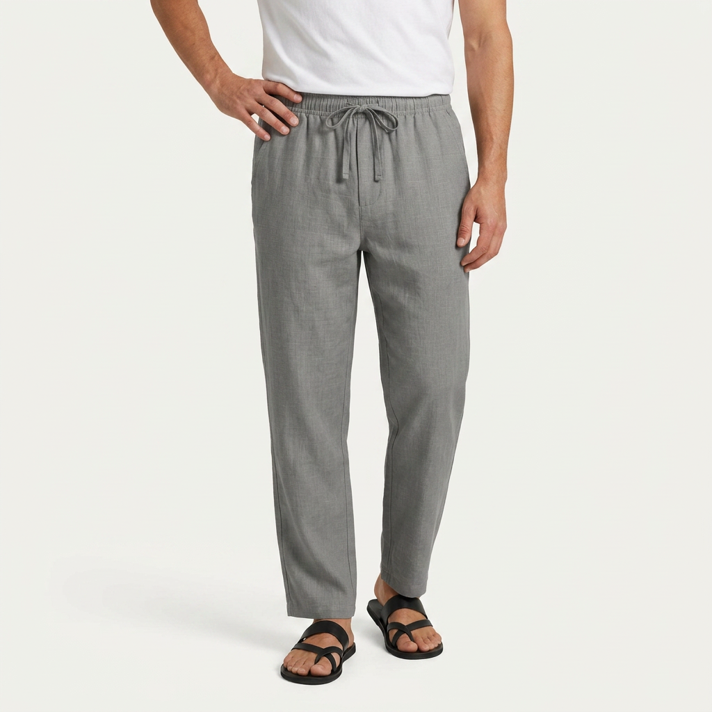 Pantalon Homme Droit Taille Élastique Cordon