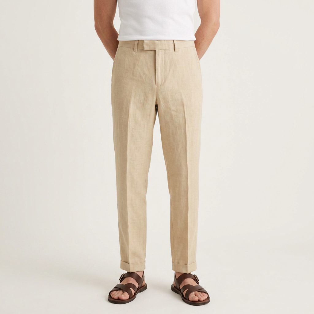 Pantalon Homme Tailleur Coupe Droite Pli Marqué