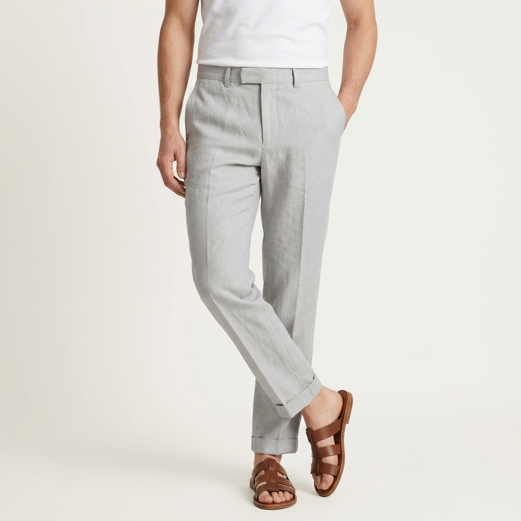 Pantalon Homme Tailleur Coupe Droite Pli Marqué