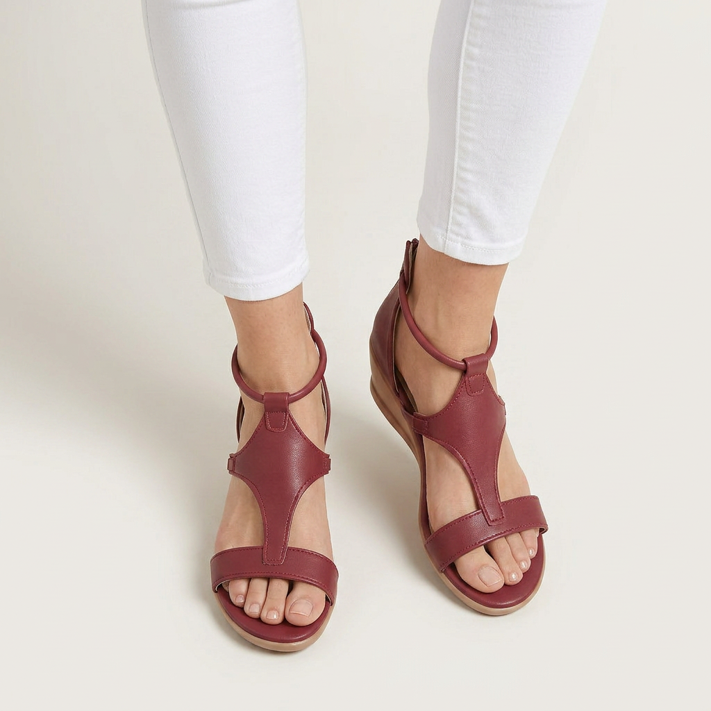 Sandales Compensées Femme Bride T Fermeture Boucle