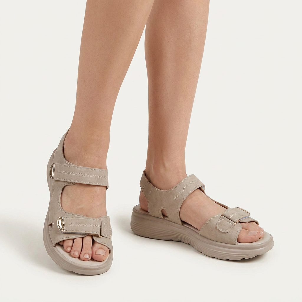 Sandales Femme Double Bride Plateforme Bout Ouvert