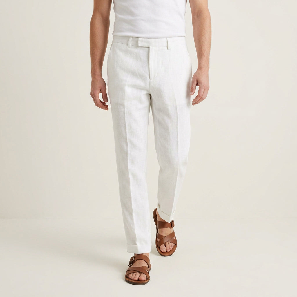 Pantalon Homme Tailleur Coupe Droite Pli Marqué