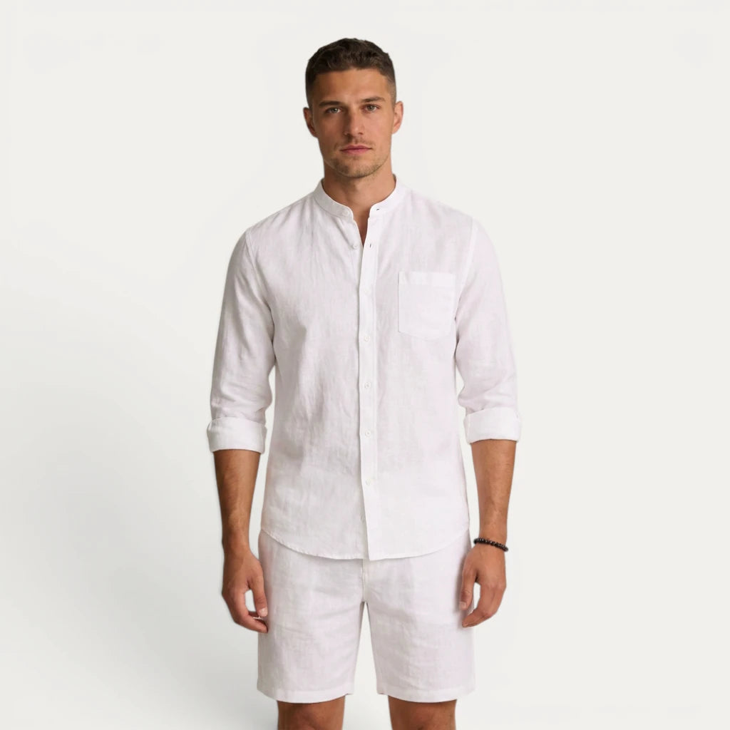 Ensemble Homme Col Mao Short Décontracté Été