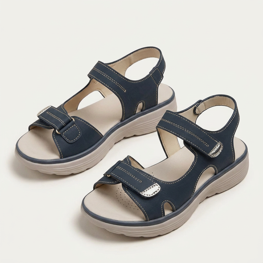 Sandales Femme Double Bride Plateforme Bout Ouvert