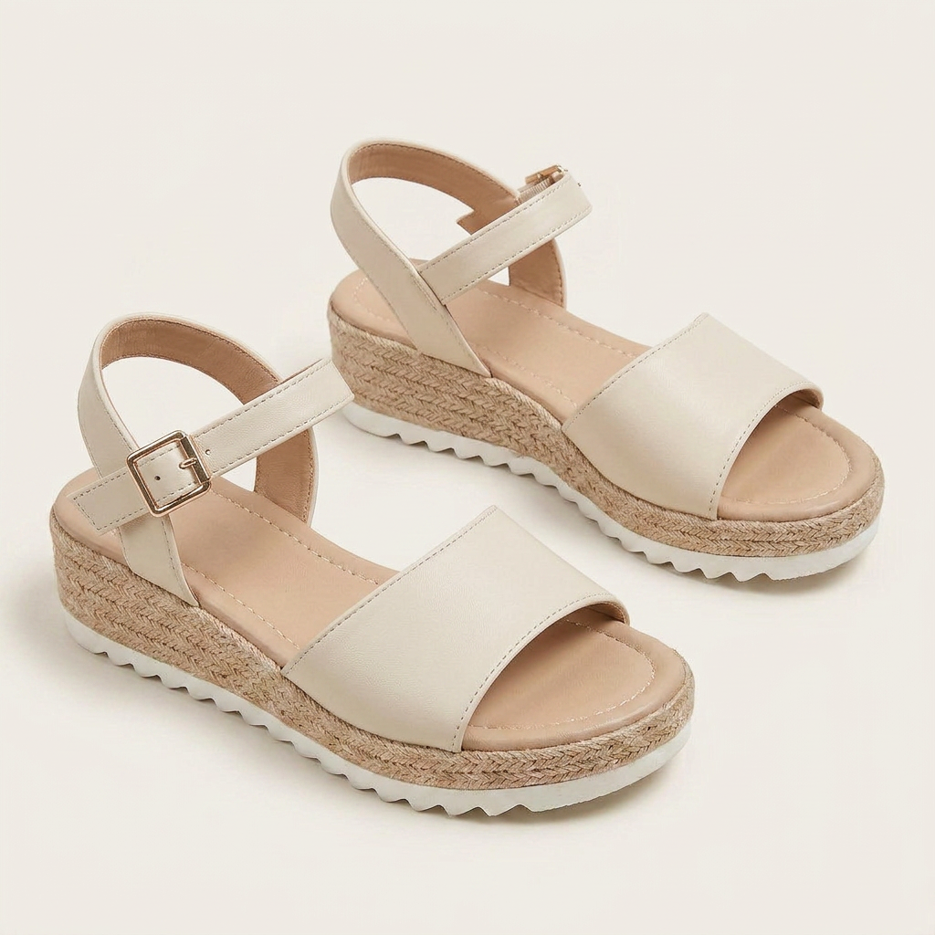 Sandales Compensées Femme Espadrille Bride Boucle