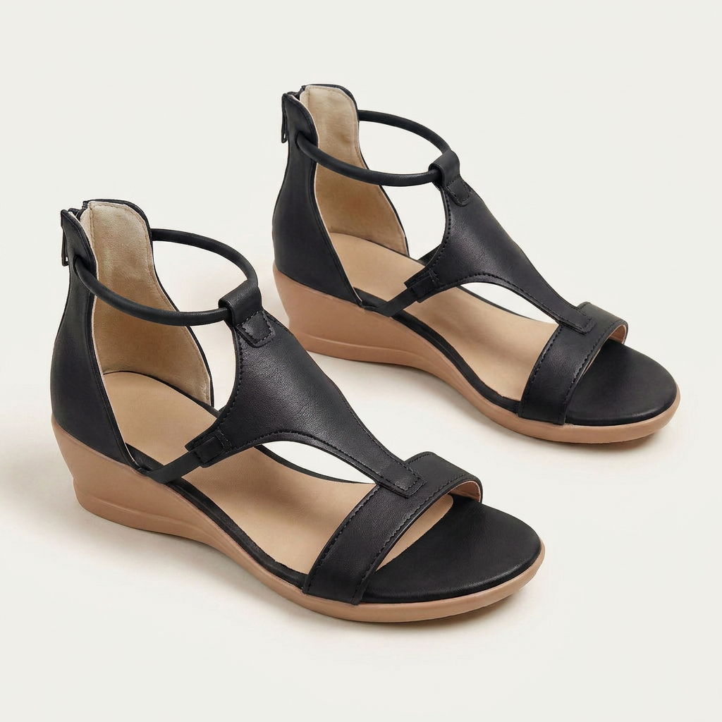 Sandales Compensées Femme Bride T Fermeture Boucle