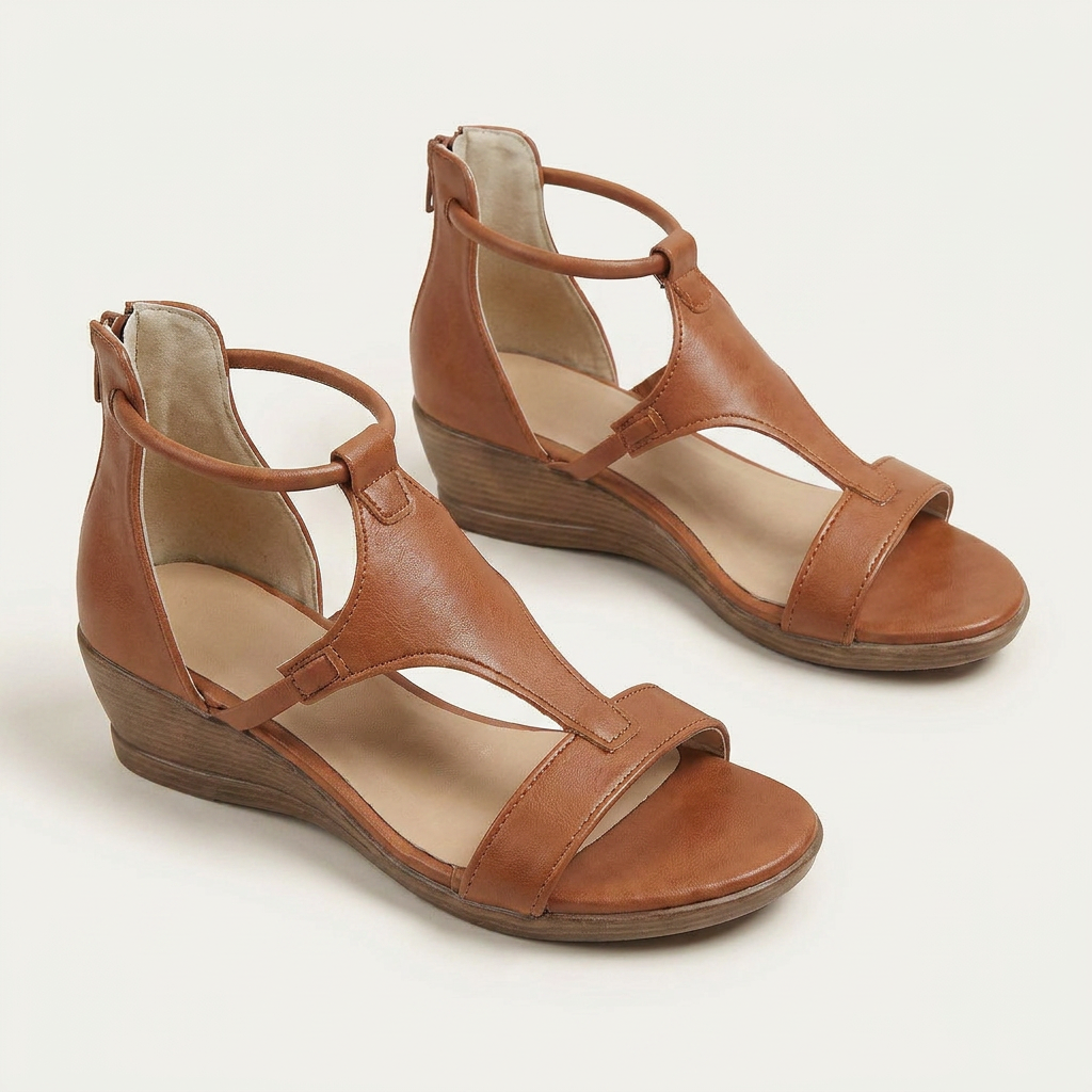 Sandales Compensées Femme Bride T Fermeture Boucle