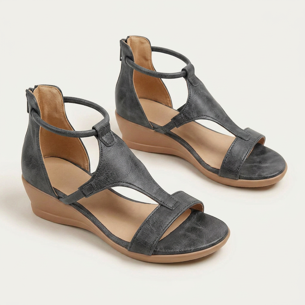 Sandales Compensées Femme Bride T Fermeture Boucle