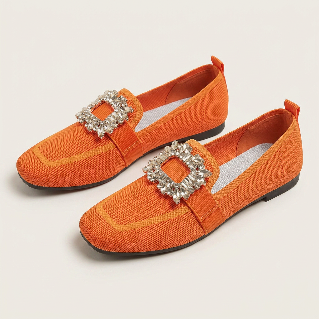 Mocassins Femme Bout Carré Orné Contrasté