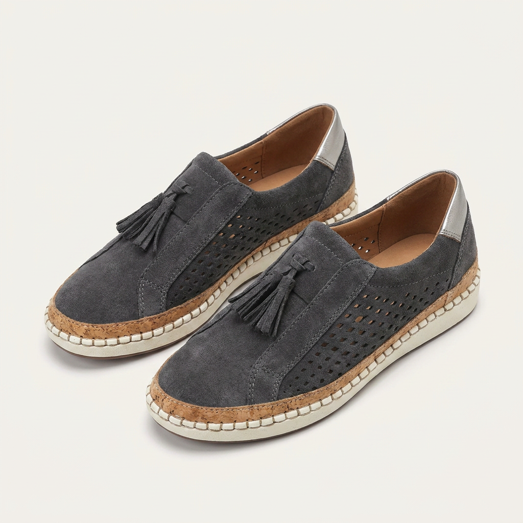 Mocassins Femme Pampilles Perforés À Enfiler