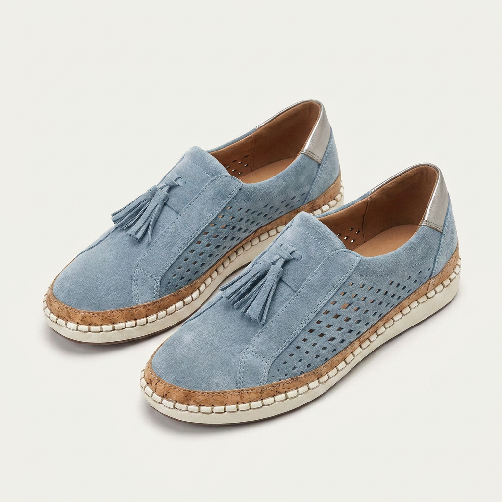 Mocassins Femme Pampilles Perforés À Enfiler