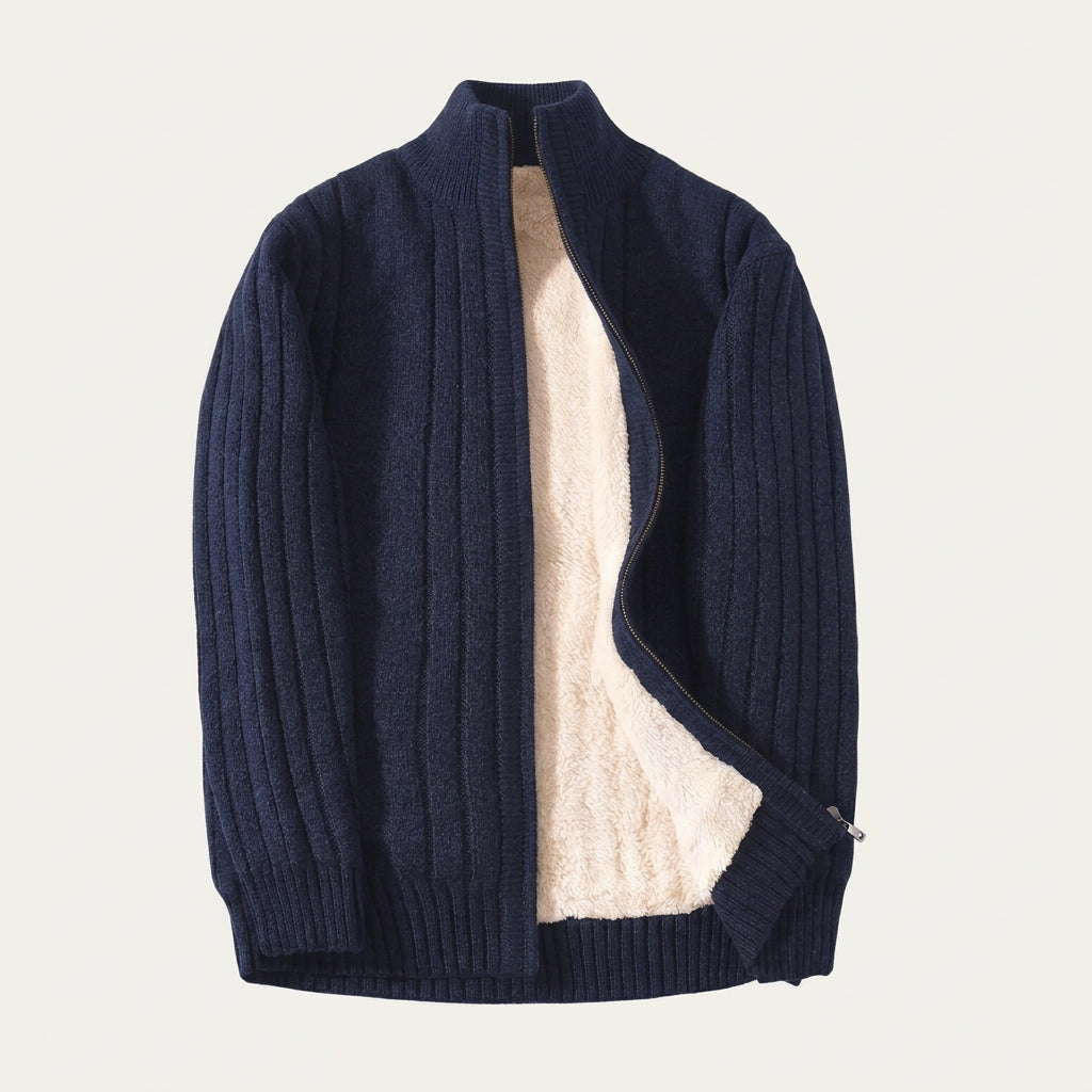 Gilet Homme Zippé en Maille Torsadée Col Montant
