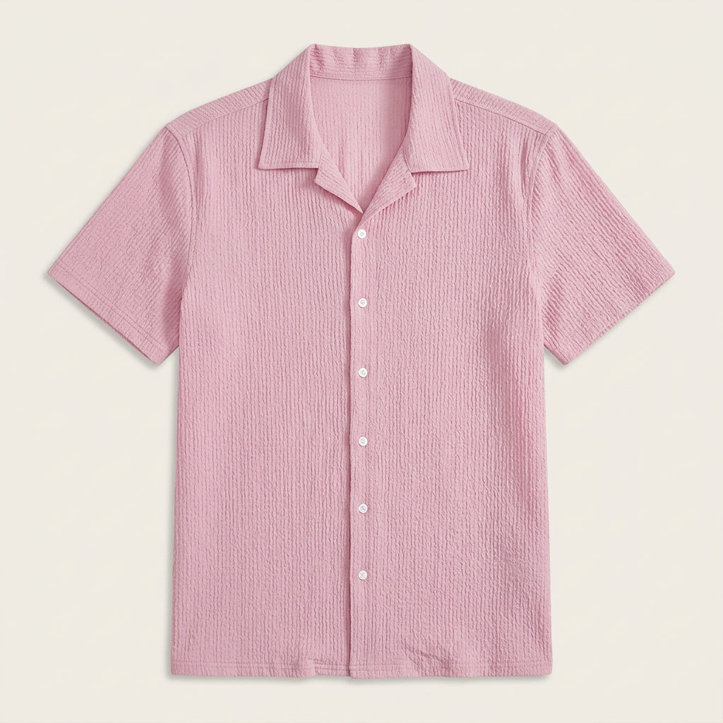 Chemise Homme Col Camp Manches Courtes Texturée