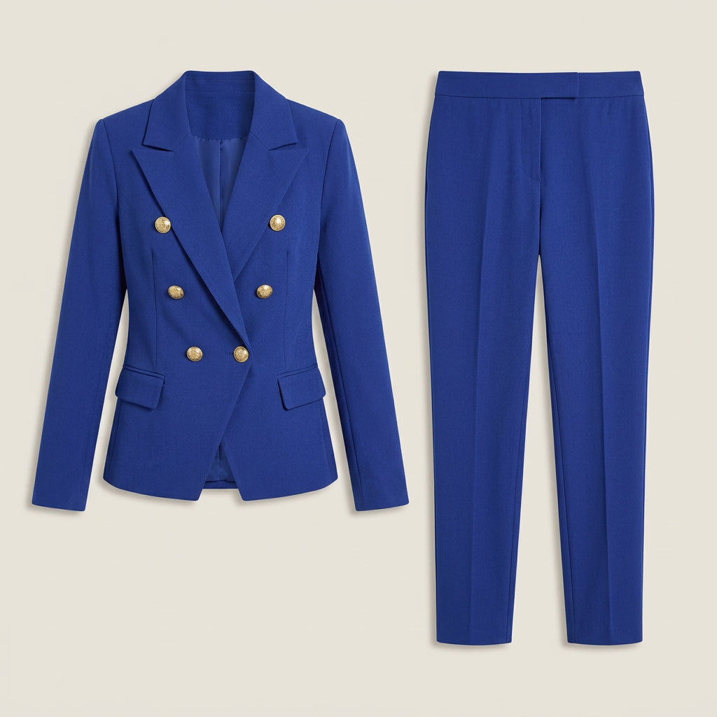 Tailleur Femme avec Blazer Croisé et Pantalon