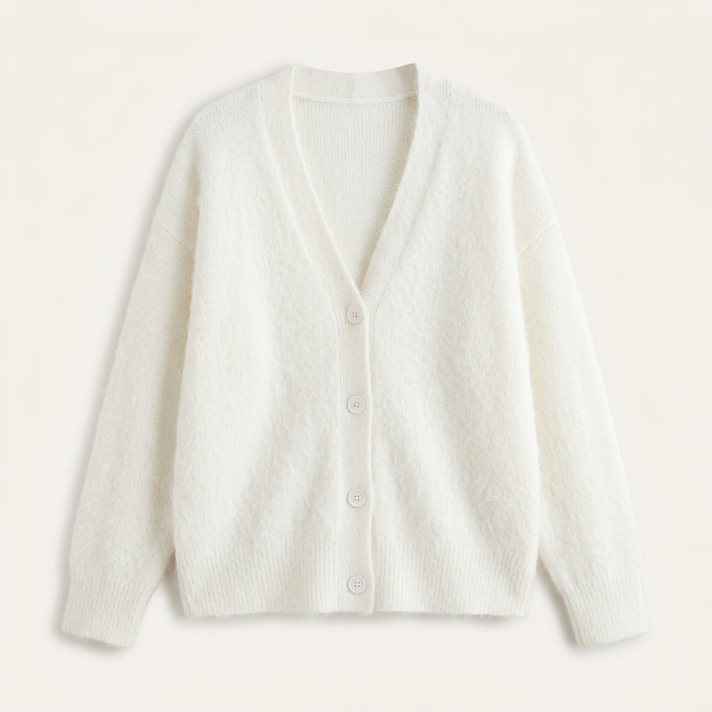 Gilet Femme Doux à Col V en Maille Effet Fourrure