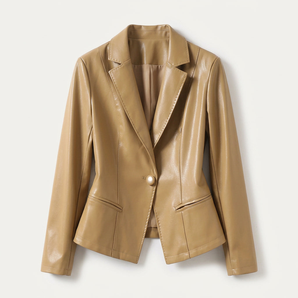 Blazer Femme Effet Cuir Cintré