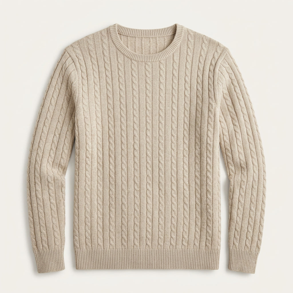 Pull Col Rond Homme en Maille Torsadée