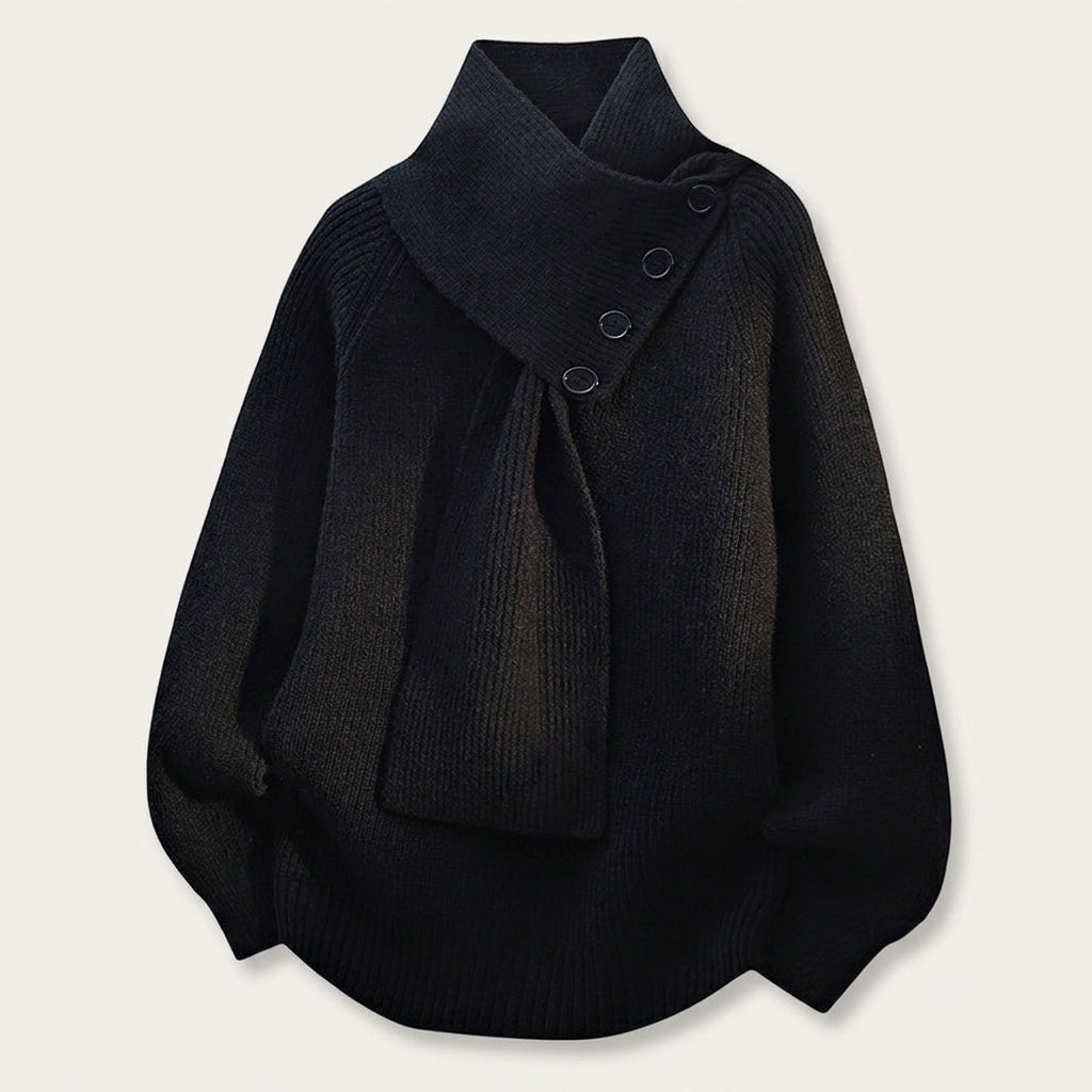 Pull Femme en Maille à Col Châle Boutonné