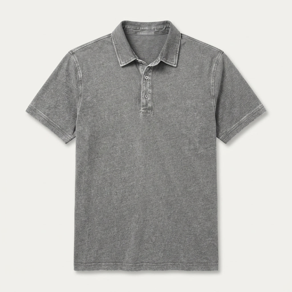 Polo Homme Effet Délavé Patte Boutonnée