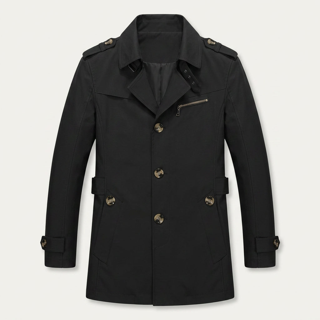 Trench Homme Mi-Long à Boutonnage Simple