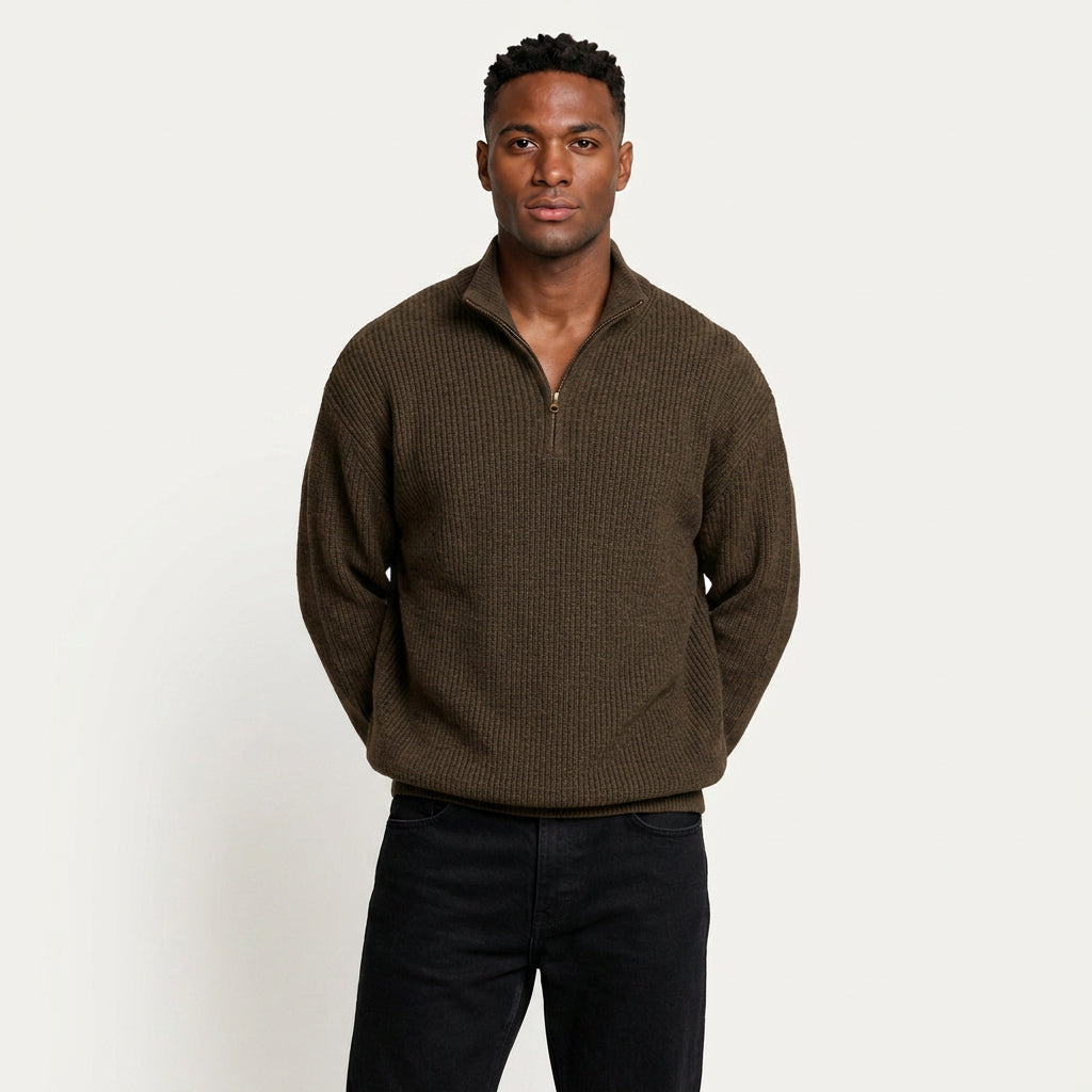 Pull Camionneur Homme en Maille Côtelée