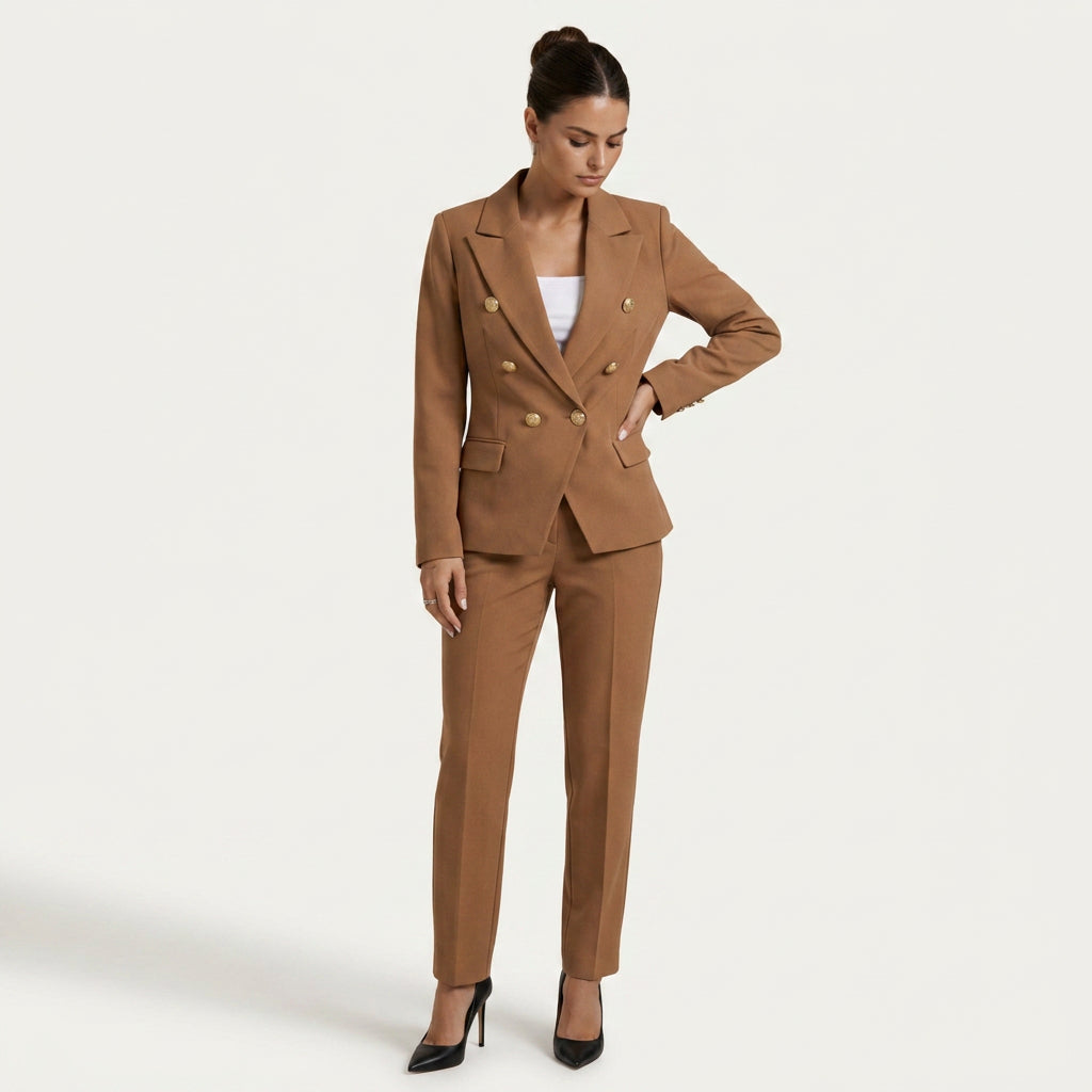 Tailleur Femme avec Blazer Croisé et Pantalon