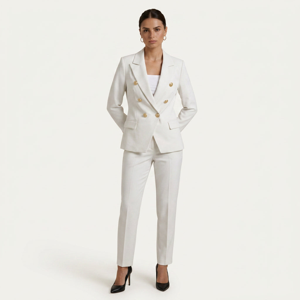 Tailleur Femme avec Blazer Croisé et Pantalon