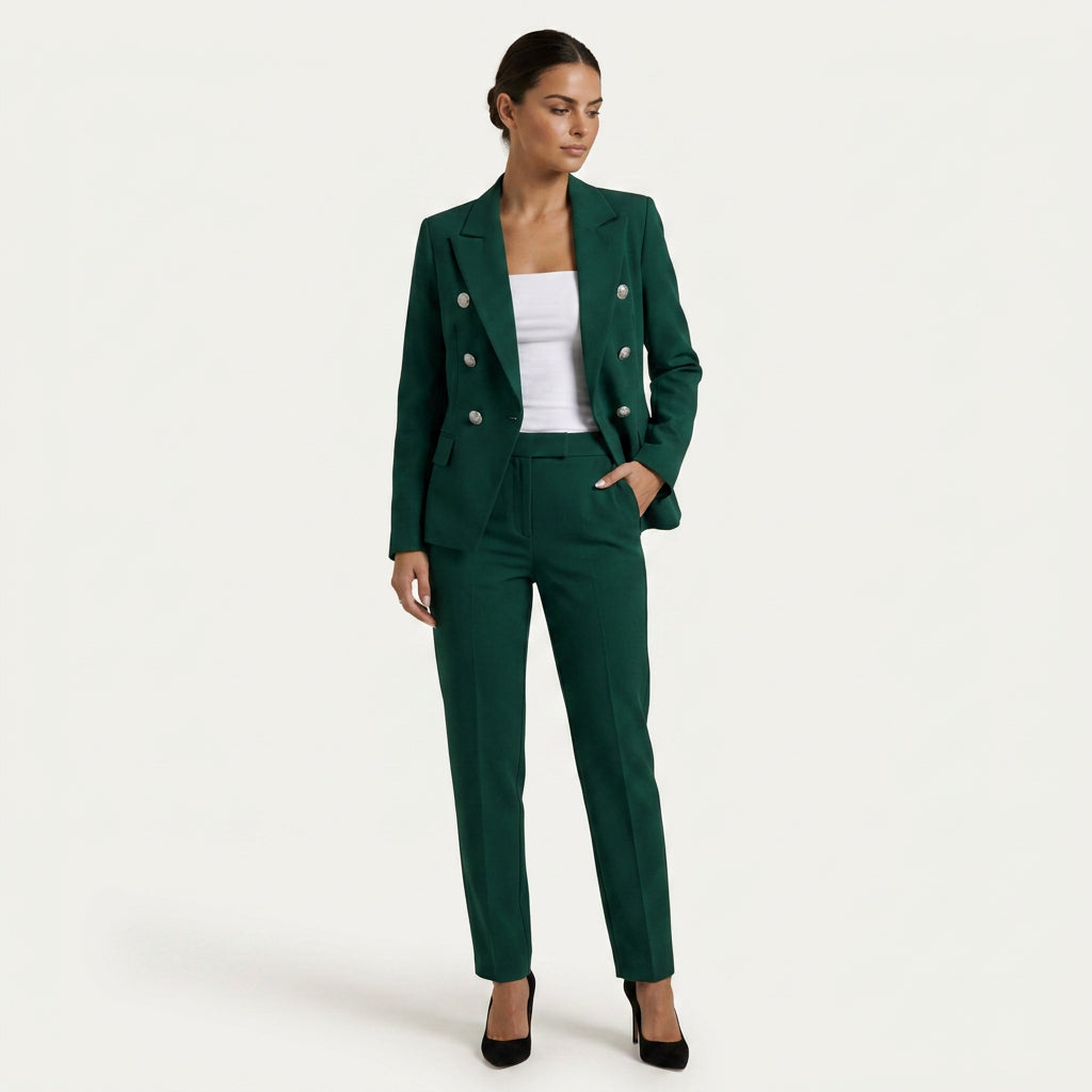 Tailleur Femme avec Blazer Croisé et Pantalon