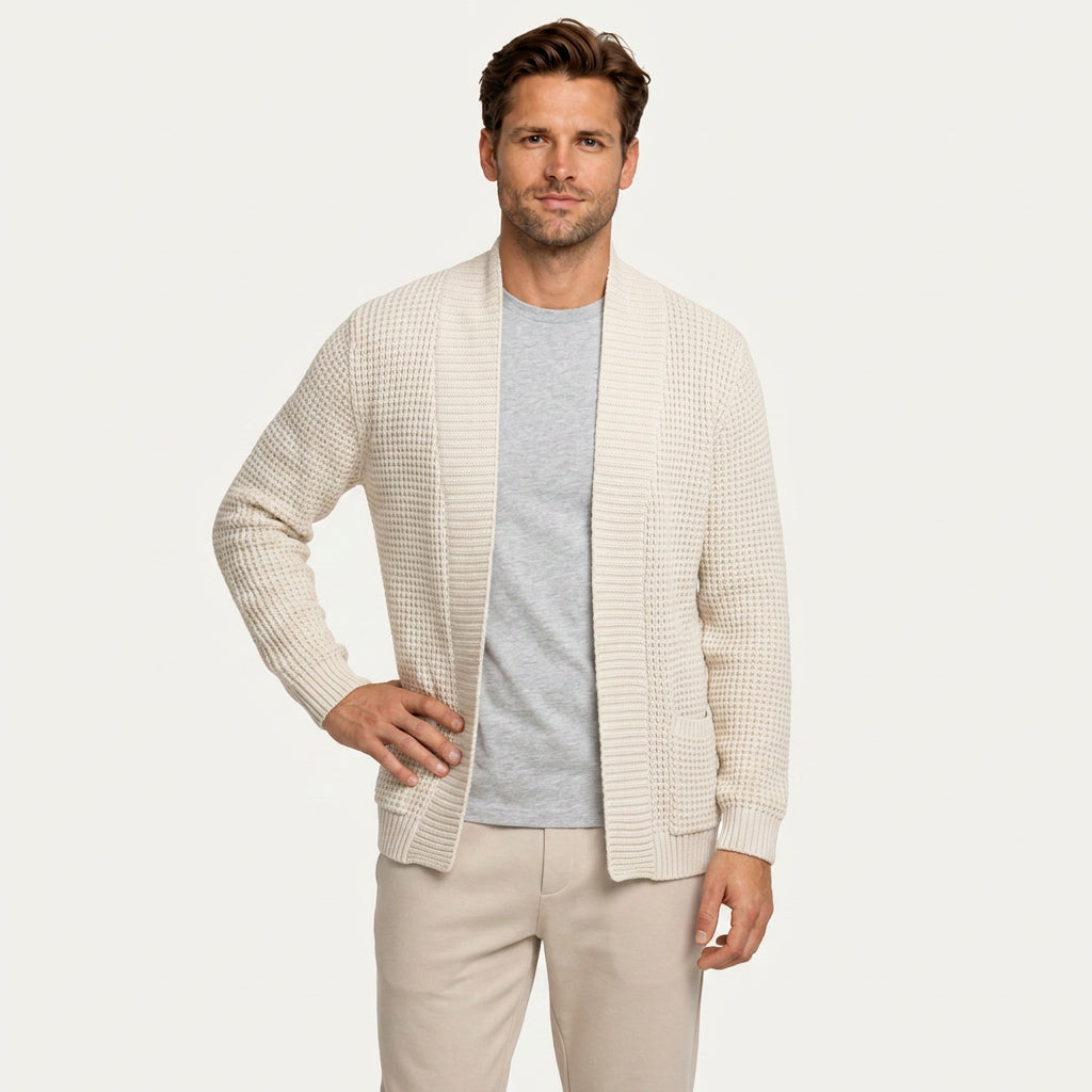 Cardigan Homme Long en Maille Ouvert