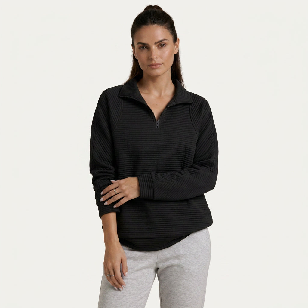 Pull Col Montant Femme en Maille Côtelée