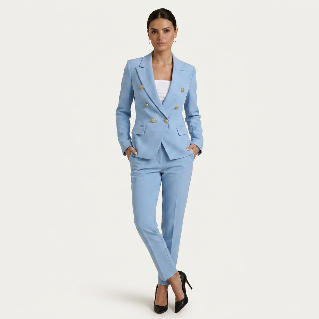 Tailleur Femme avec Blazer Croisé et Pantalon