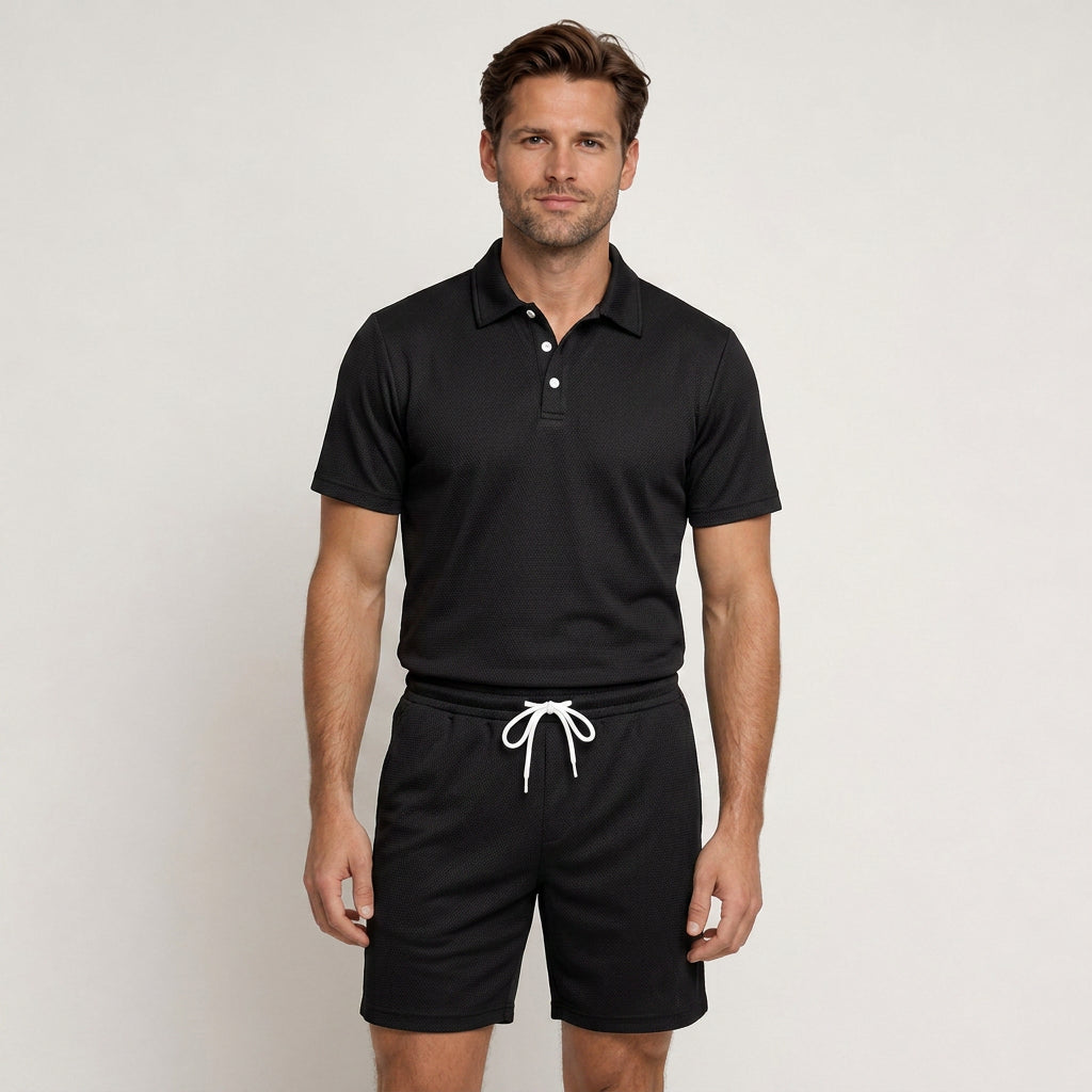 Ensemble Homme Polo Short Texturé Cordon