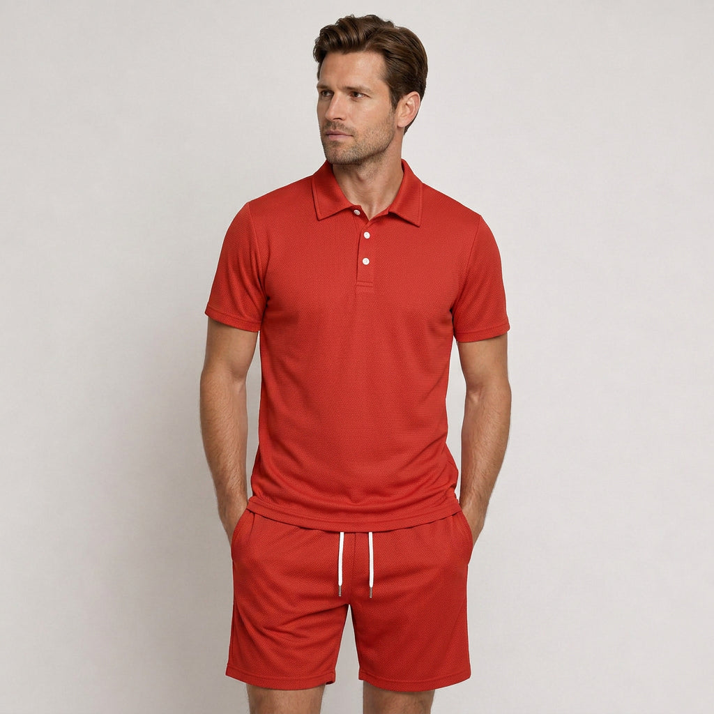Ensemble Homme Polo Short Texturé Cordon