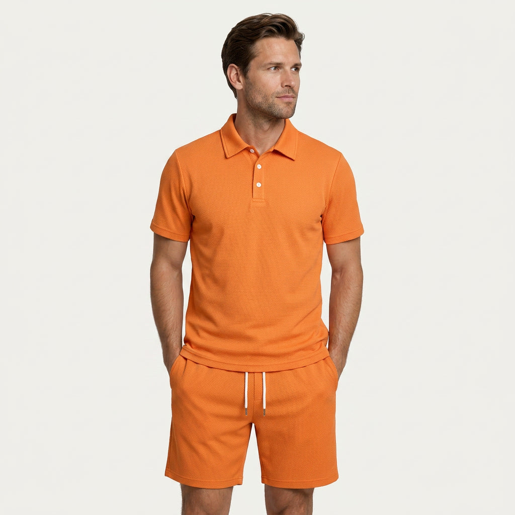 Ensemble Homme Polo Short Texturé Cordon