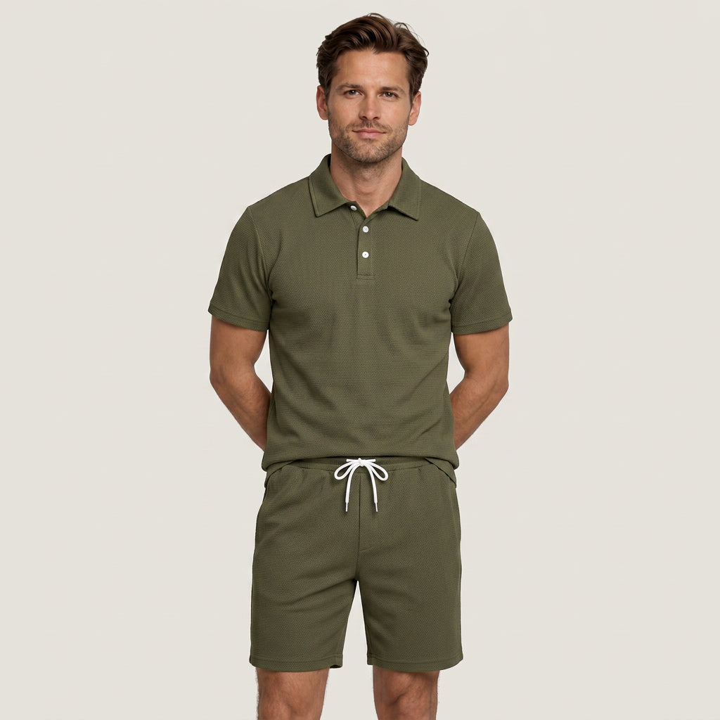 Ensemble Homme Polo Short Texturé Cordon