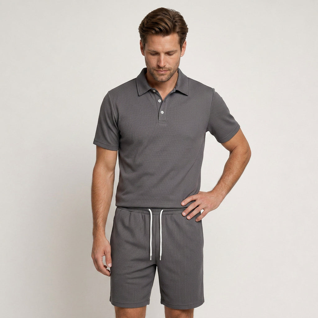 Ensemble Homme Polo Short Texturé Cordon