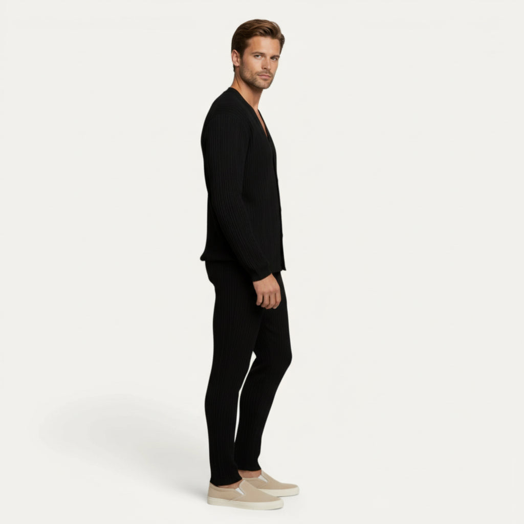 Ensemble Homme Chemise Texturée Côtelée Pantalon Droit