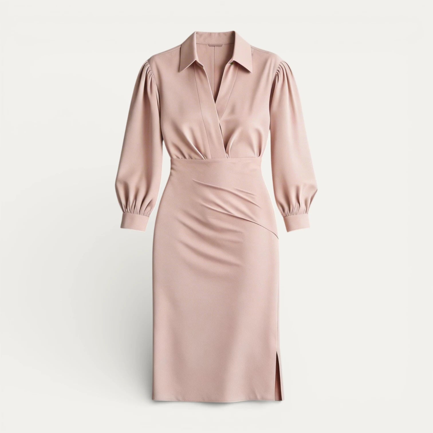 Robe Midi Femme Cache Cœur Col Chemise